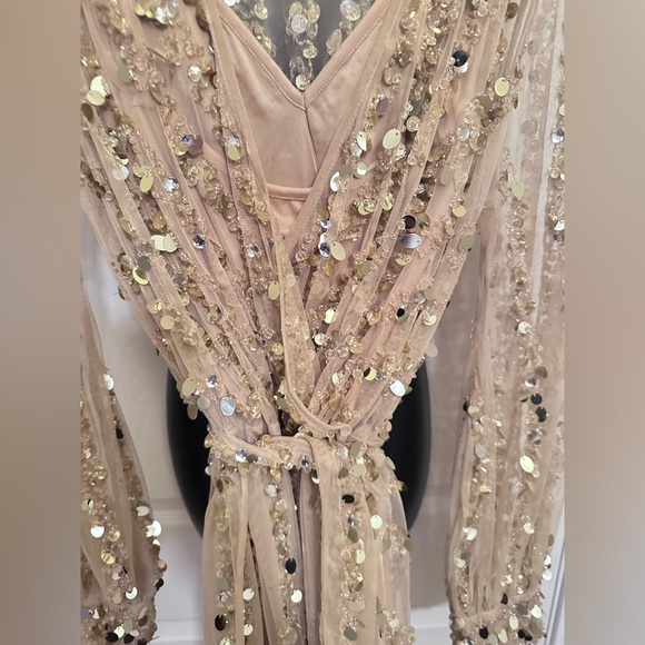 NWT asos Elegant Gold Sequin Dress size 16 - Picture 5 of 7
